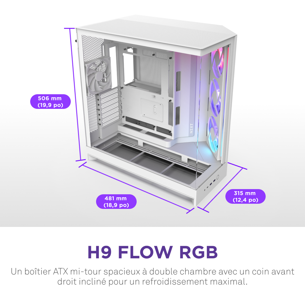NZXT H9 Flow RGB Blanc Blanc - Boîtier PC NZXT - Cybertek.fr - 5