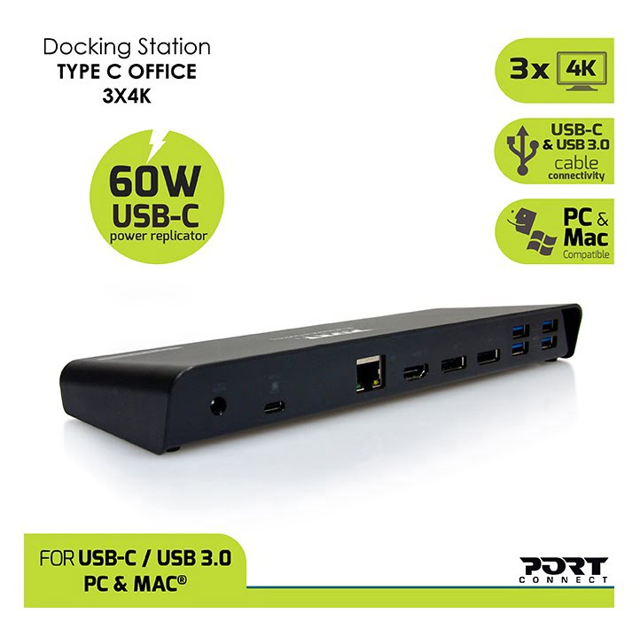 Accessoire PC portable Port DOCKING TYPE C OFFICE 3 X 4K - HDMI/DP/USB/RJ45