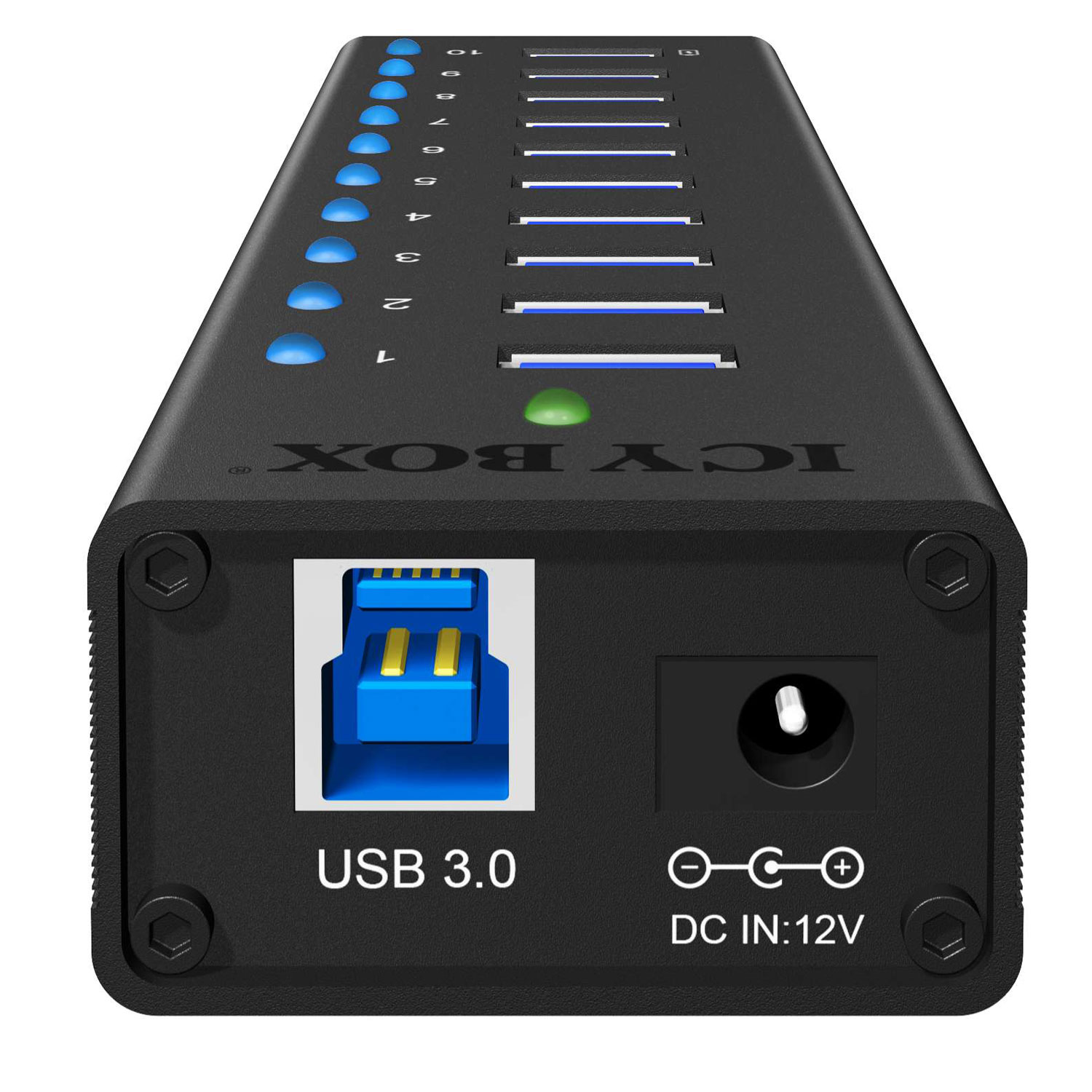 Icy Box 10 ports USB 3.0 avec Alimentation - IB-AC6110 - Hub - 1