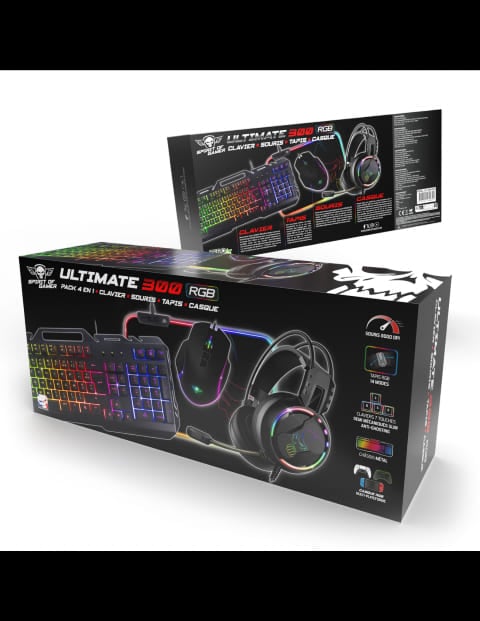 Spirit Of Gamer 4 en 1 Ultimate 300 - Clavier/Souris/Tapis/Casque (CLS-MKH300) - Achat / Vente Pack Peripheriques sur Cybertek.fr - 1