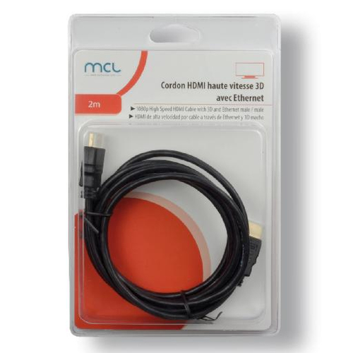 Câble HDMI Highspeed avec Ethernet Male/Male - 2m   - 1