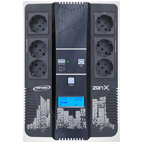 ZEN-X 800VA - In-Line 6 prises SCHUKO/RJ11/RJ45 - Onduleur Infosec - 3