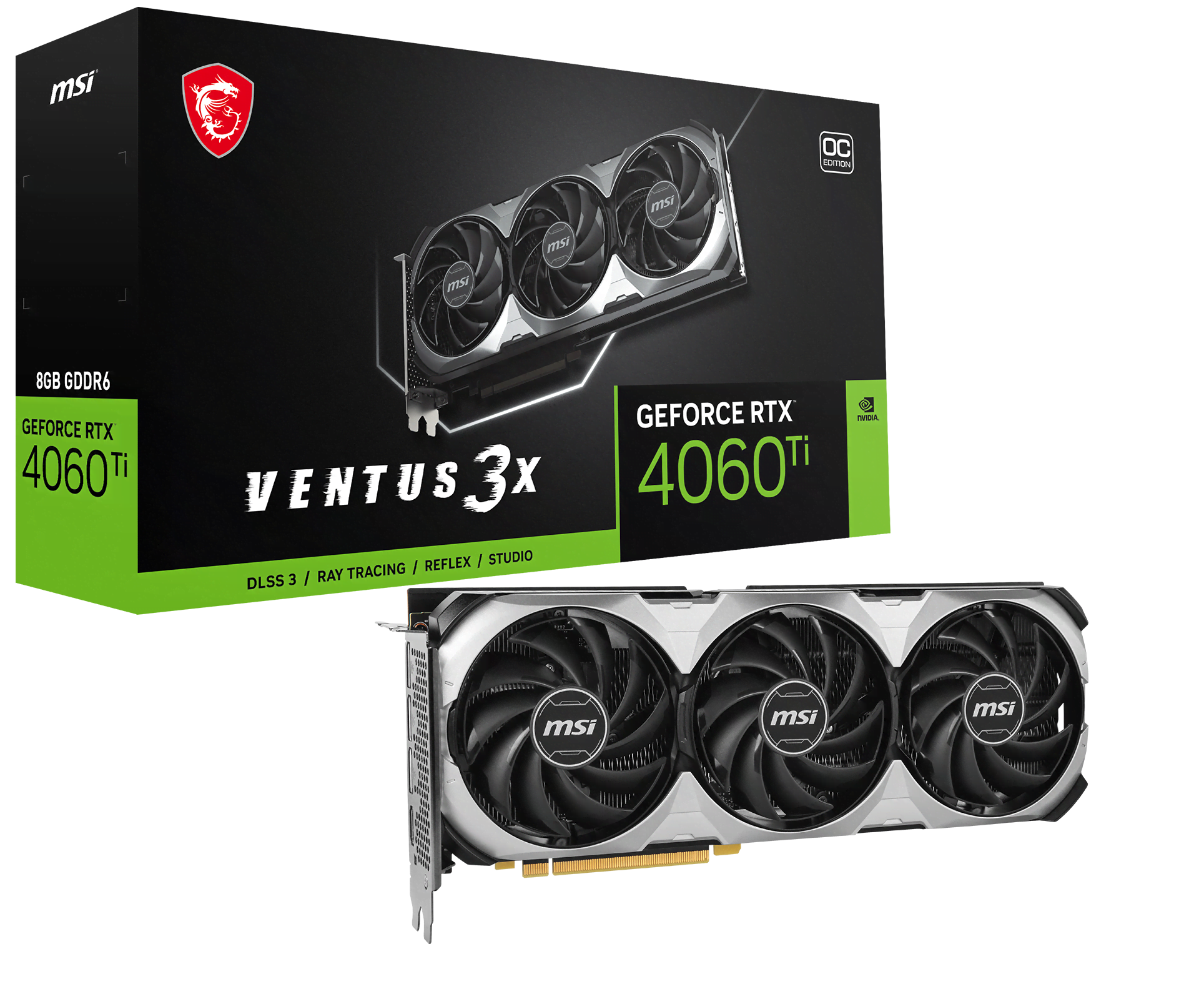 image produit MSI GeForce RTX 4060 Ti VENTUS 3X 8G OC Cybertek