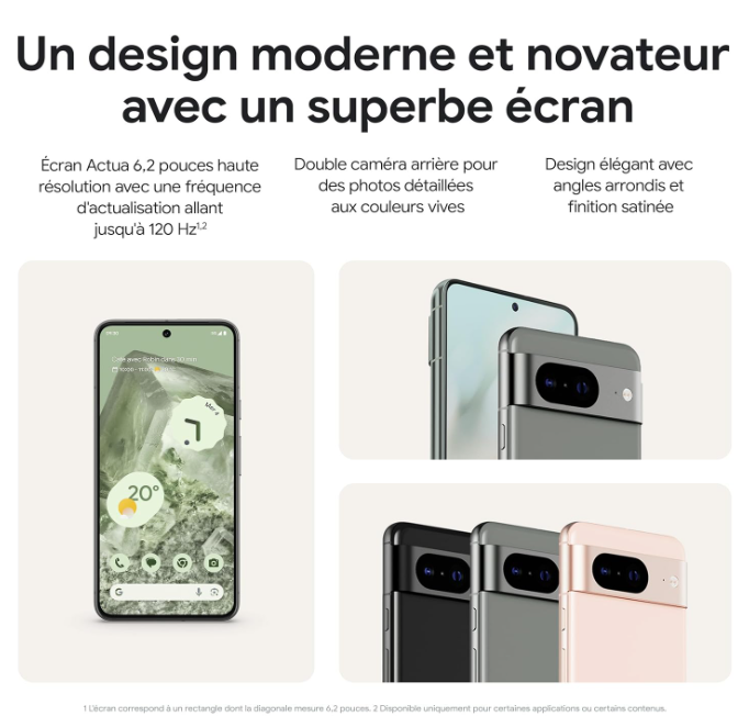 Google Pixel 8 5G - 6.2" - 128 Go - Noir -  - Téléphonie Google - 2