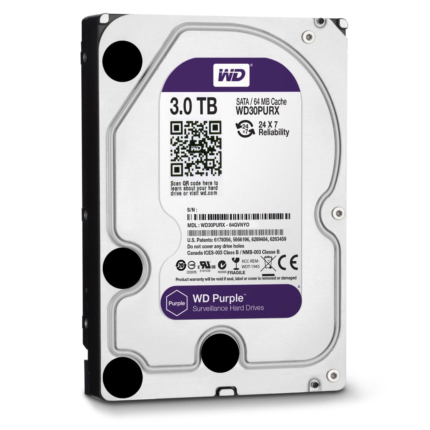 WD 3To Purple SATA III 64Mo WD30PURX   - Disque dur 3.5" interne - 0