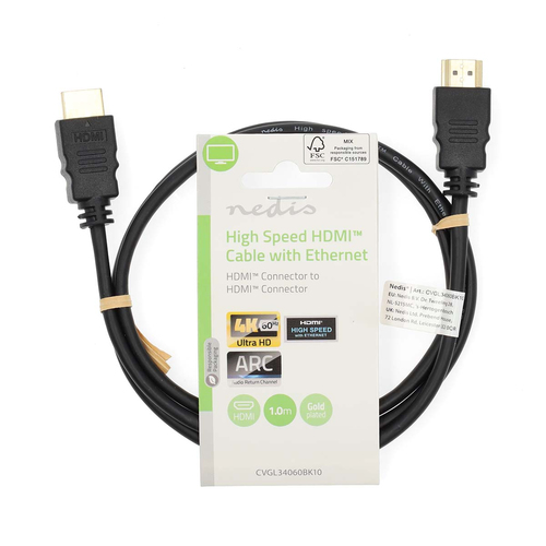 Câble HDMI 2.0 Highspeed+Ethernet mâle/mâle - 1m  - 2