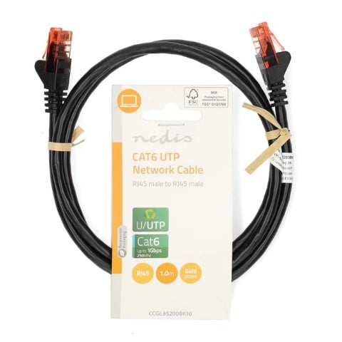 Câble RJ45 Cat6 U/UTP - 1m - Noir - Connectique réseau - 0
