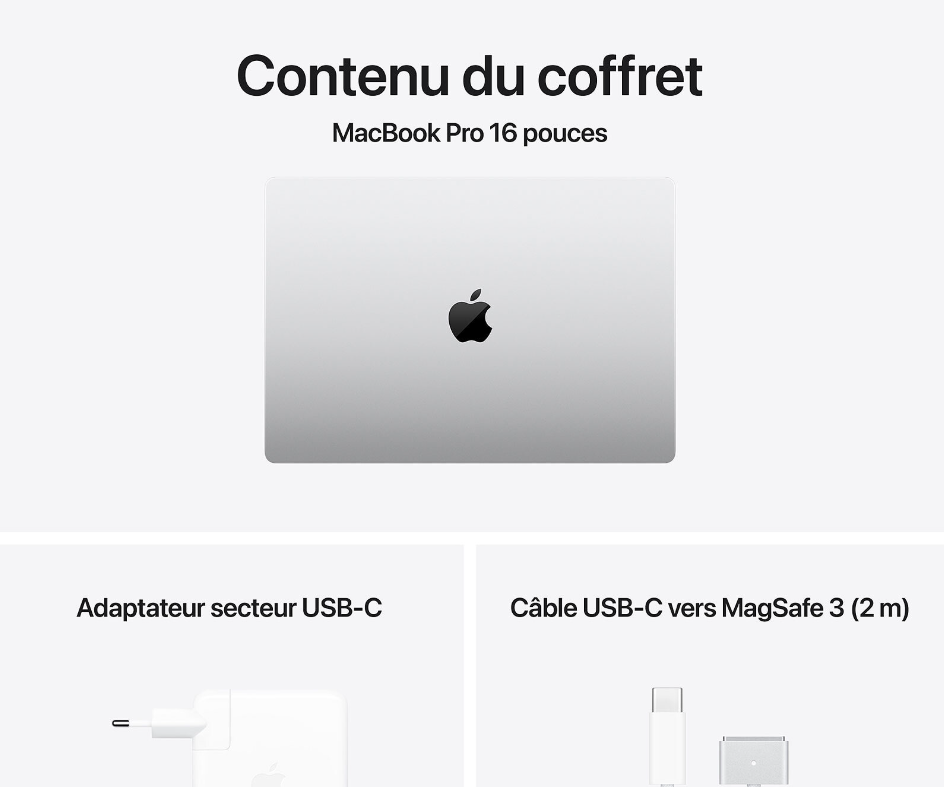 Apple MacBook Pro M4 Pro MX2T3FN/A - 16" 24Go 512Go Argent (MX2T3FN/A) - Achat / Vente MacBook sur Cybertek.fr - 2