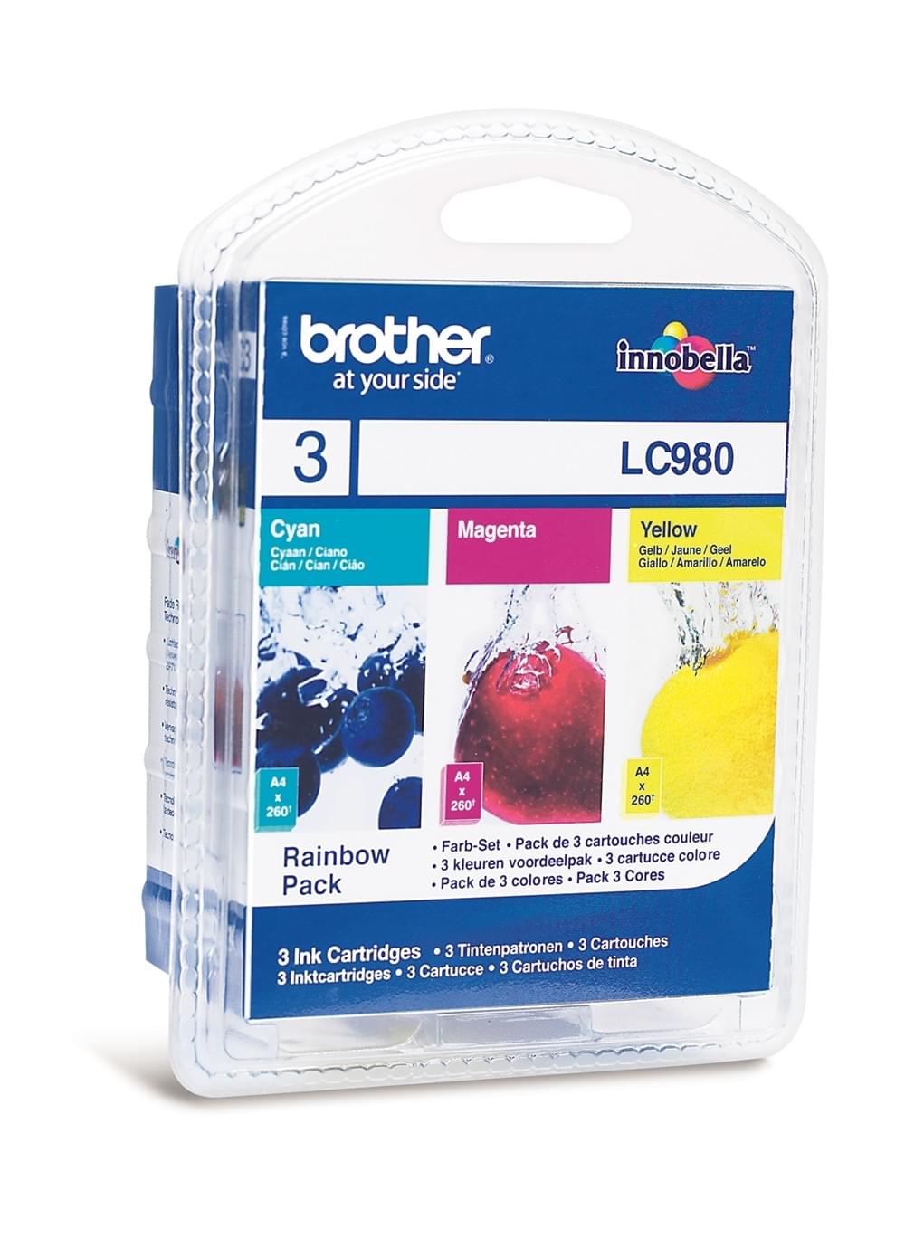 Pack couleur (Cyan Magenta Jaune) - LC980RBWBP pour imprimante Jet d'encre Brother - 0