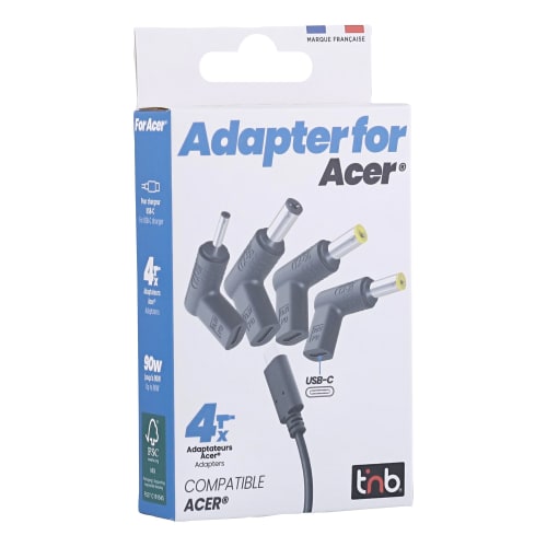T'nB 4 Embouts chargeurs USB-C vers ACER - Noir (CHTIPAC) - Achat / Vente Chargeur sur Cybertek.fr - 1