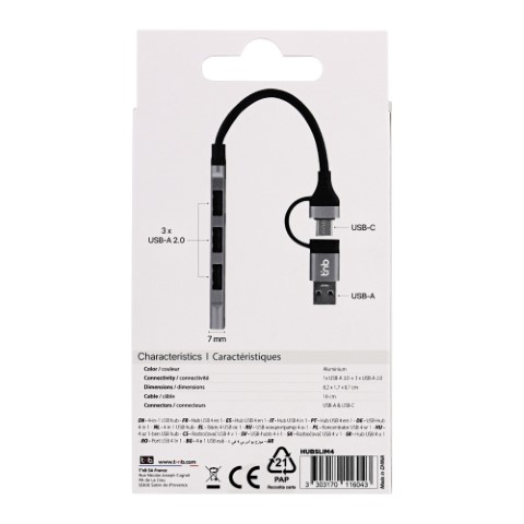 iClick Hub USB-A/USB-C/4 ports/Gris - Accessoire PC portable T'nB - 3