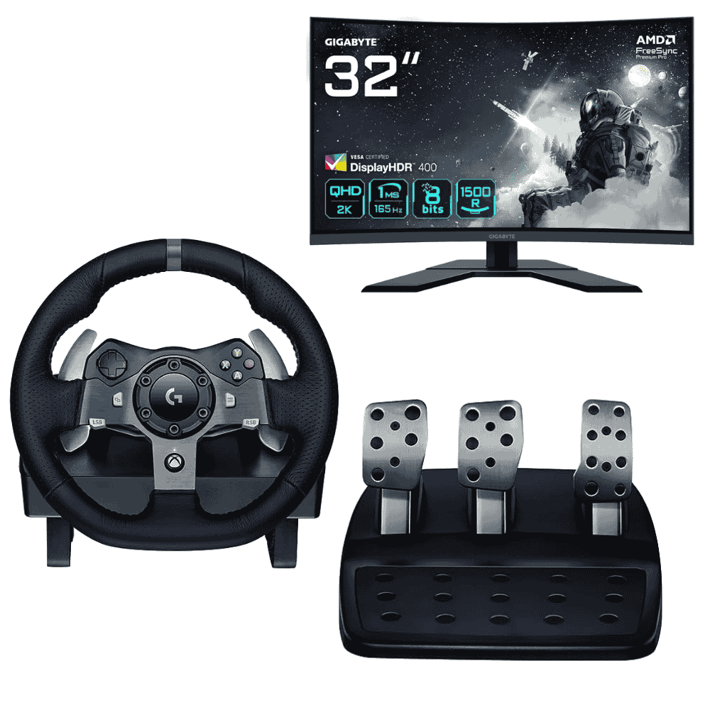 Pack Simracing Logitech Volant G920 + Moniteur Gigabyte G32Q Cybertek