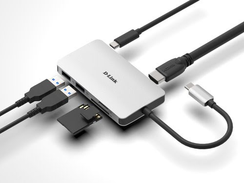 D-Link 6 Ports - USB-C vers HDMI/USB/USB-C/microSD/SD - Hub - 4
