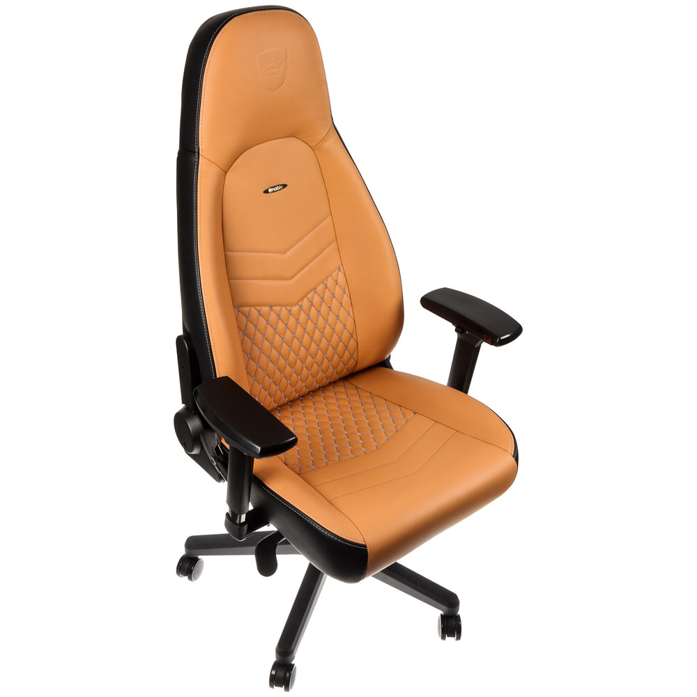 NobleChairs ICON Cuir veritable Cognac/Noir - Siège PC Gamer - 3