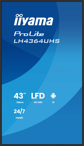 Iiyama LH4364UHS-B1AG 43" - 4K VA 6.5ms Android 14 OS iiShare Wifi (LH4364UHS-B1AG) - Achat / Vente Affichage dynamique sur Cybertek.fr - 6