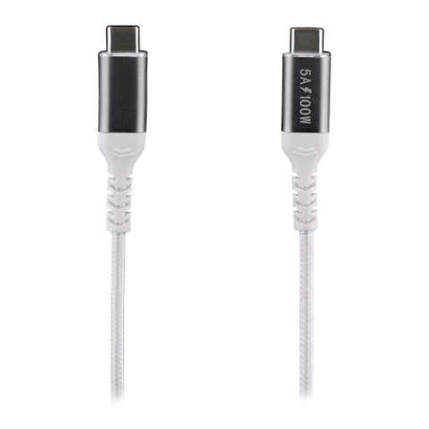 Câble USB-C vers USB-C/100W/Tressé/2m/Blanc - Connectique PC - 0