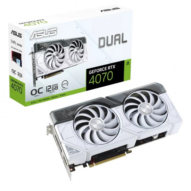 image produit Asus GeForce DUAL RTX 4070 White OC 12G  Cybertek