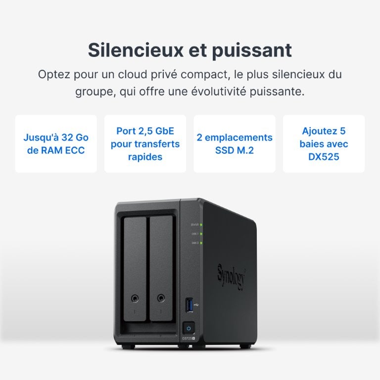 Synology DS725+ - 2 baies - Serveur NAS Synology - Cybertek.fr - 4