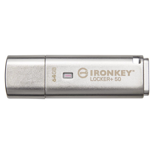 image produit Kingston Clé 64Go USB 3.2 IronKey Locker+ 50 IKLP50/64GB Cybertek