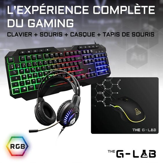 The G-LAB Combo Plutonium Bundle 4 en 1 Noir RGB (COMBO-PLUTONIUM/FR) - Achat / Vente Pack Peripheriques sur Cybertek.fr - 5