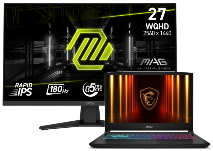 PC portable MSI Katana 15 HX - 15.6" FHD i7-14650HX RTX 5070 16Go 512G W11 + Ecran 27" QHD 180Hz Cybertek