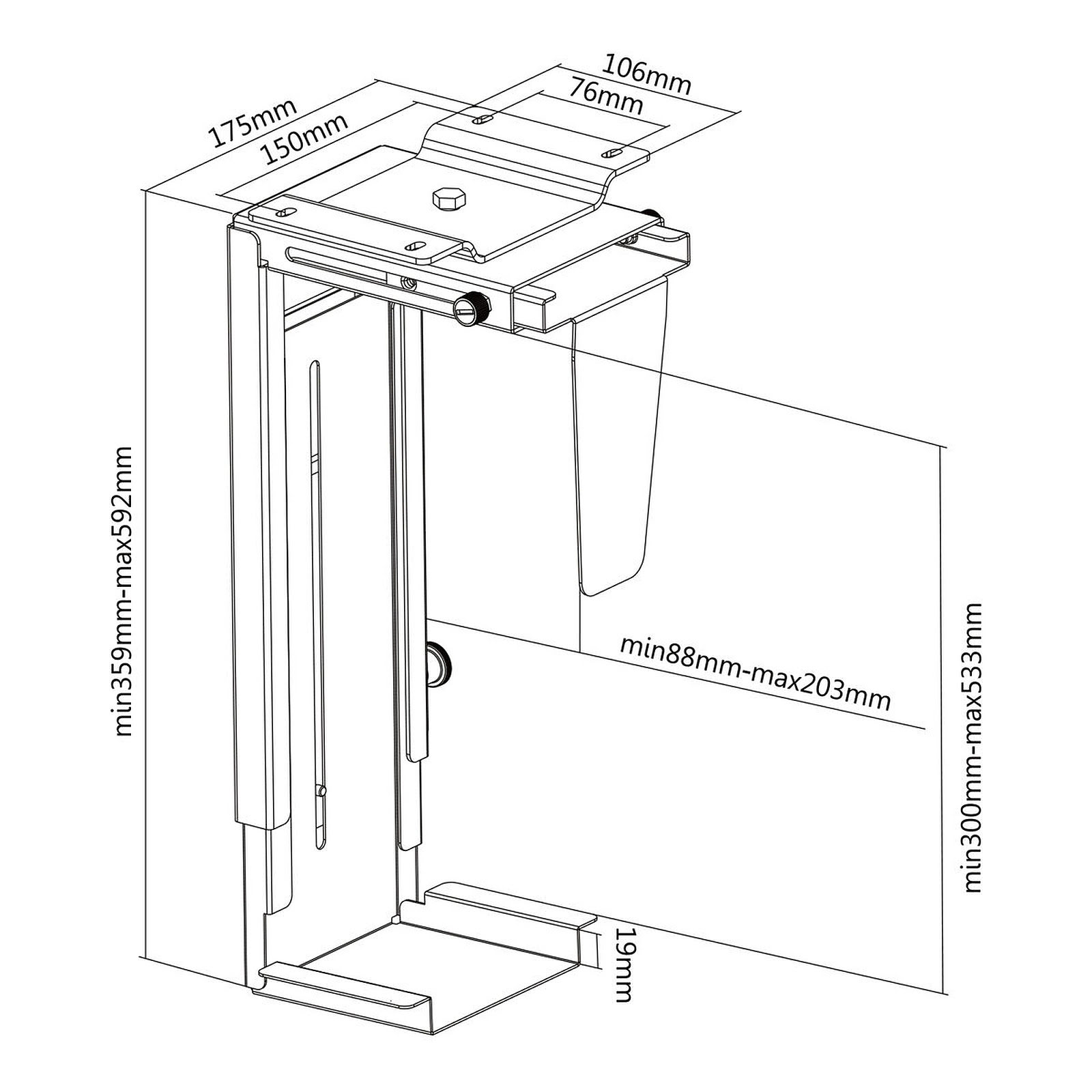 Kimex International Support UC - Installation mur/table - Accessoire boîtier - 2