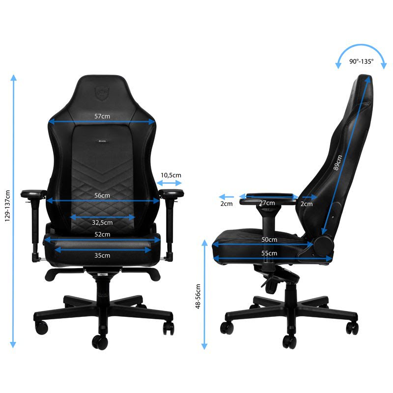 NobleChairs HERO Cuir véritable Noir - Siège PC Gamer - 4