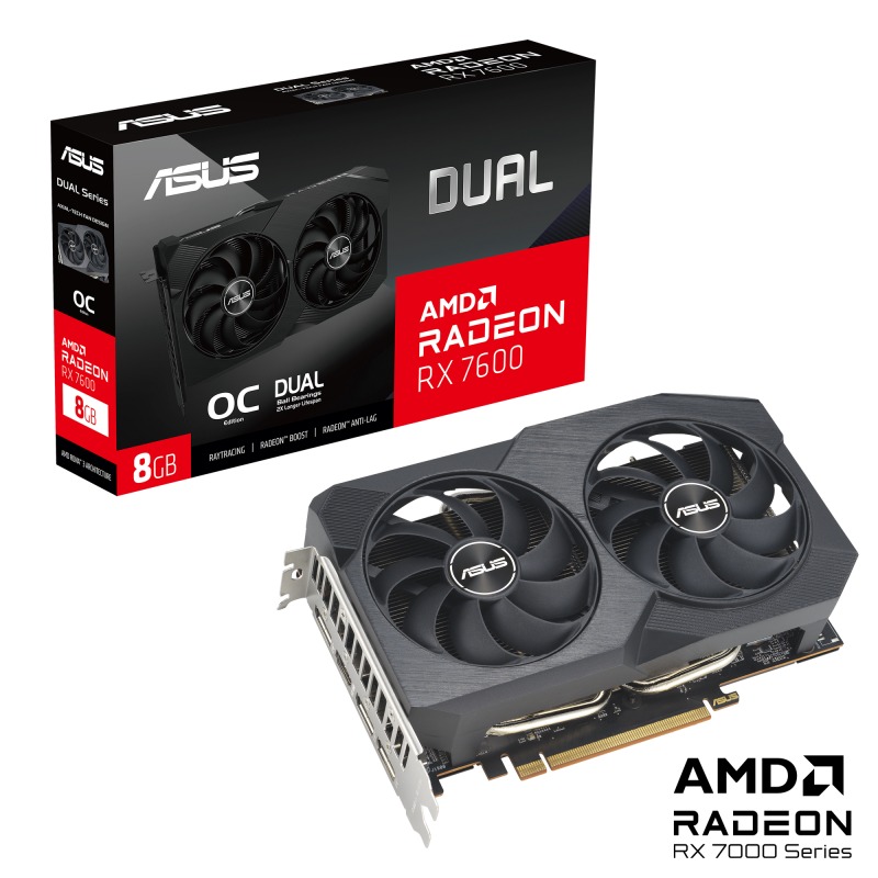 Asus DUAL-RX7600-O8G-V2  - Carte graphique Asus - Cybertek.fr - 0