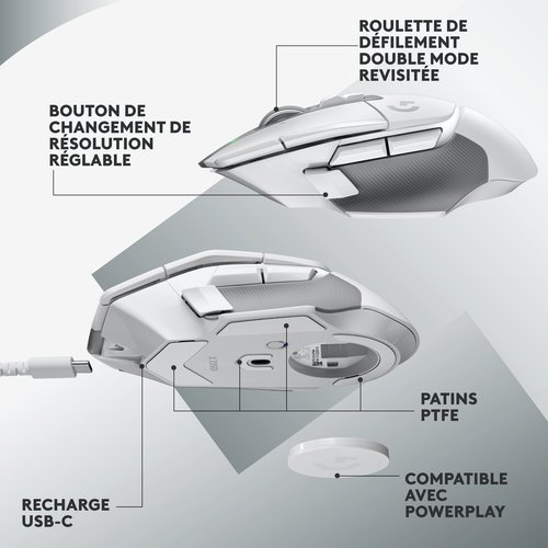 Logitech G502 X LIGHTSPEED WHITE - Souris PC Logitech - 11