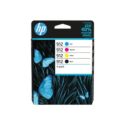 Cartouches 912 Noire+Cyan/Magenta/Jaune - 6ZC74AE pour imprimante Jet d'encre HP - 0