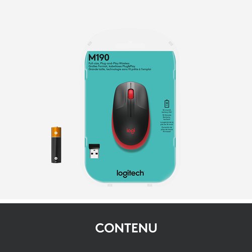 Logitech M190 Noir/Rouge - Souris PC Logitech - Cybertek.fr - 8