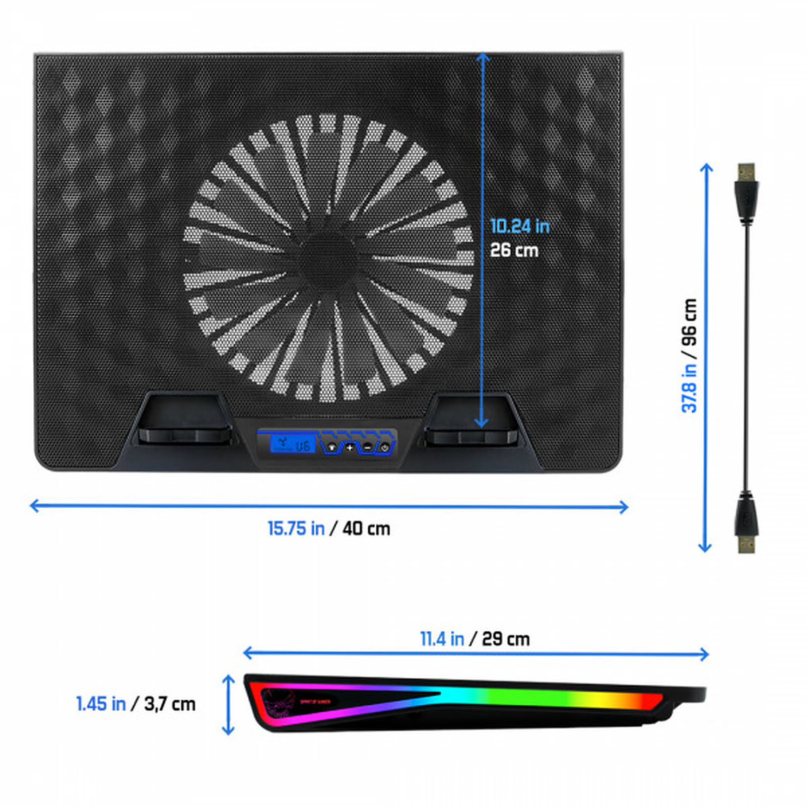 Refroidisseur PC portable SOG AIBLADE 700 RGB   - Shopping et  Courses en ligne, livrés à domicile ou au bureau, 7j/7 à la Réunion