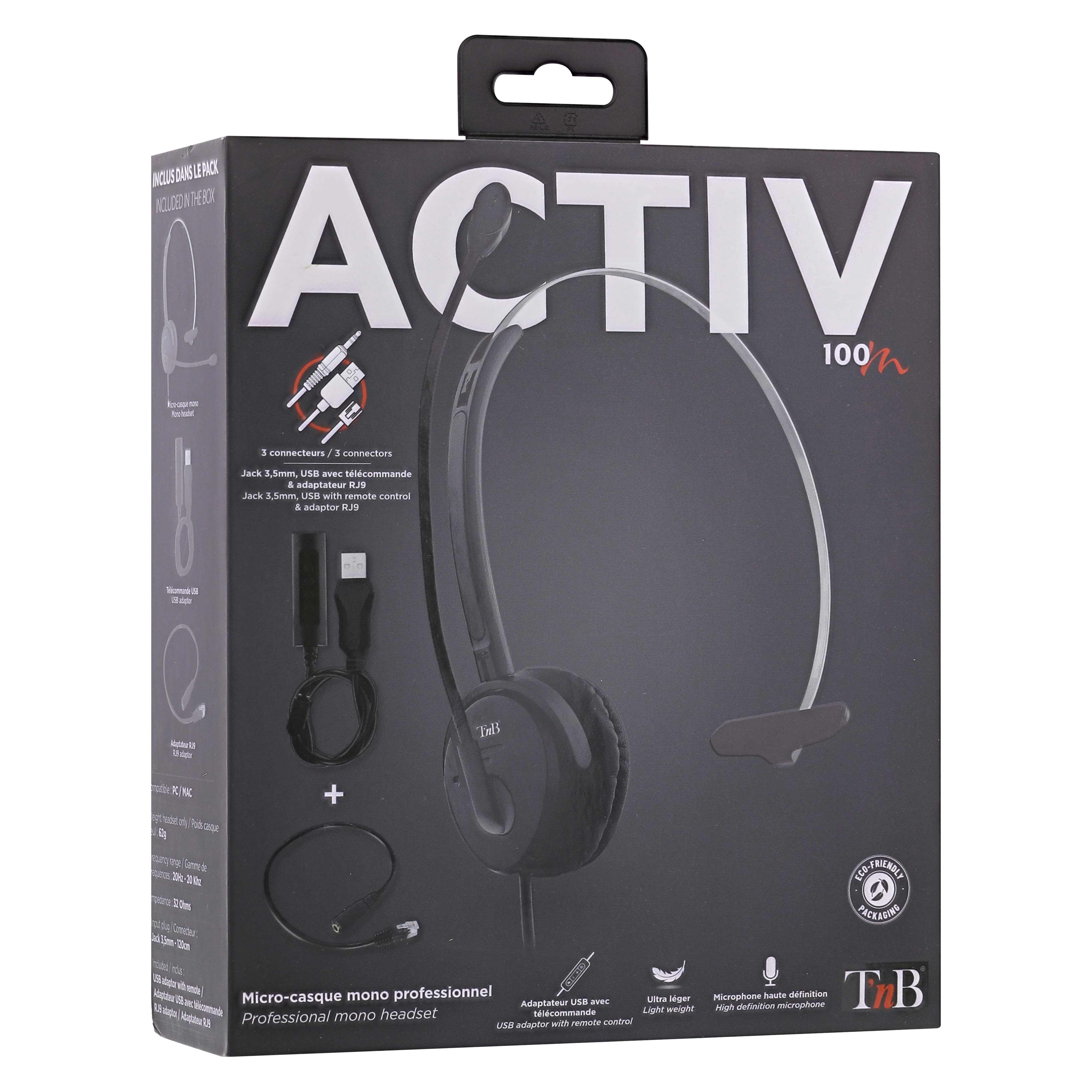 T'nB Activ 100M Mono Noir - Micro-casque - Cybertek.fr - 1