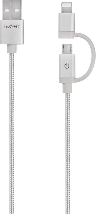 Câble USB/Lightning/Micro USB-B - 1.2m - Gris# - Connectique PC - 0