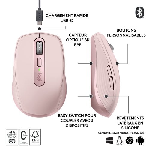 Logitech MX ANYWHERE 3S Rose# - Souris PC Logitech - Cybertek.fr - 11