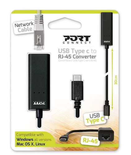 Adaptateur USB-C vers RJ45/0,15m/Noir - Connectique réseau - 4