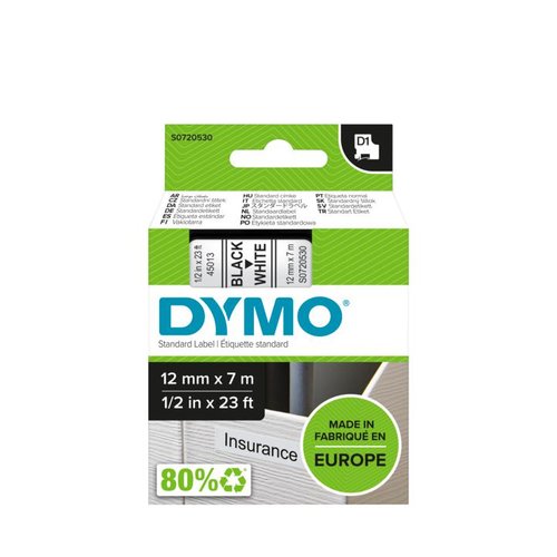 D1 - TAPE DYMO 12MMX7M pour imprimante Ruban Dymo - 1