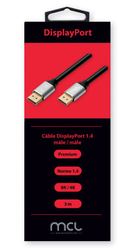 Câble DisplayPort 1.4 mâle/mâle - 3m - Connectique TV/Hifi/Video - 1