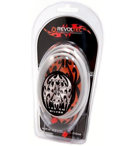 Revoltec Nappe SATA coudé UV Active 1m Silver RC053 - Accessoire boîtier - 0