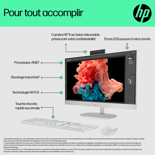 HP 24-cr0061nf 23.8" FHD/R7-7730U/16Go/1To/W11 Blanc - All-In-One PC/MAC - 4