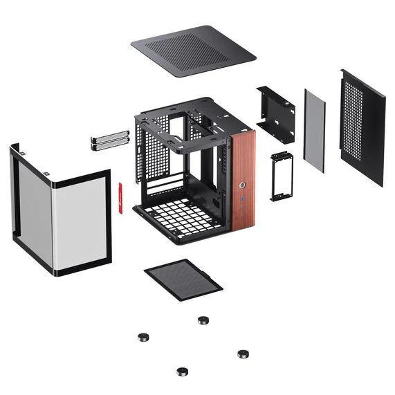 Jonsbo TK-0 TG Black/Wood Noir - Boîtier PC Jonsbo - Cybertek.fr - 1
