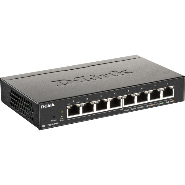 Switch D-Link 8 Ports PoE+ Gigabit - DGS-1100-08PV2   - 1