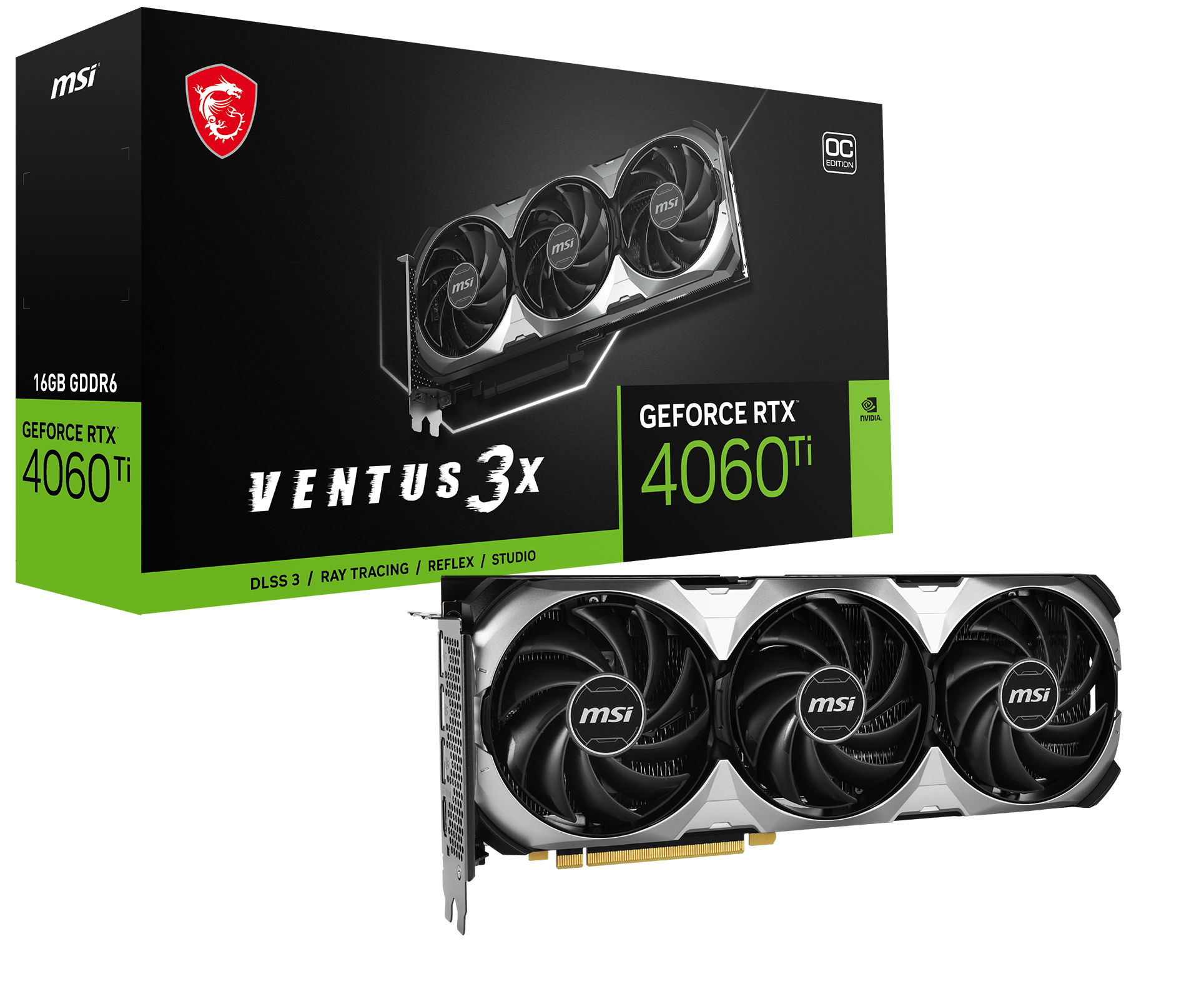 image produit MSI GeForce RTX 4060 Ti VENTUS 3X 16G OC Cybertek