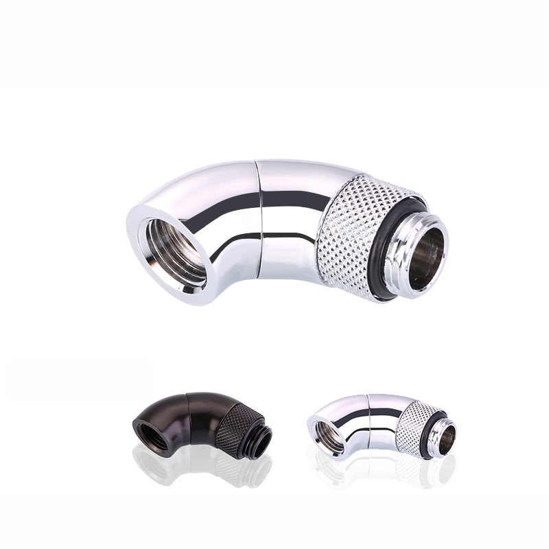 CONSTRUCTEUR Fitting arrondi rotatif 90° argent - 14mm - Watercooling - 0