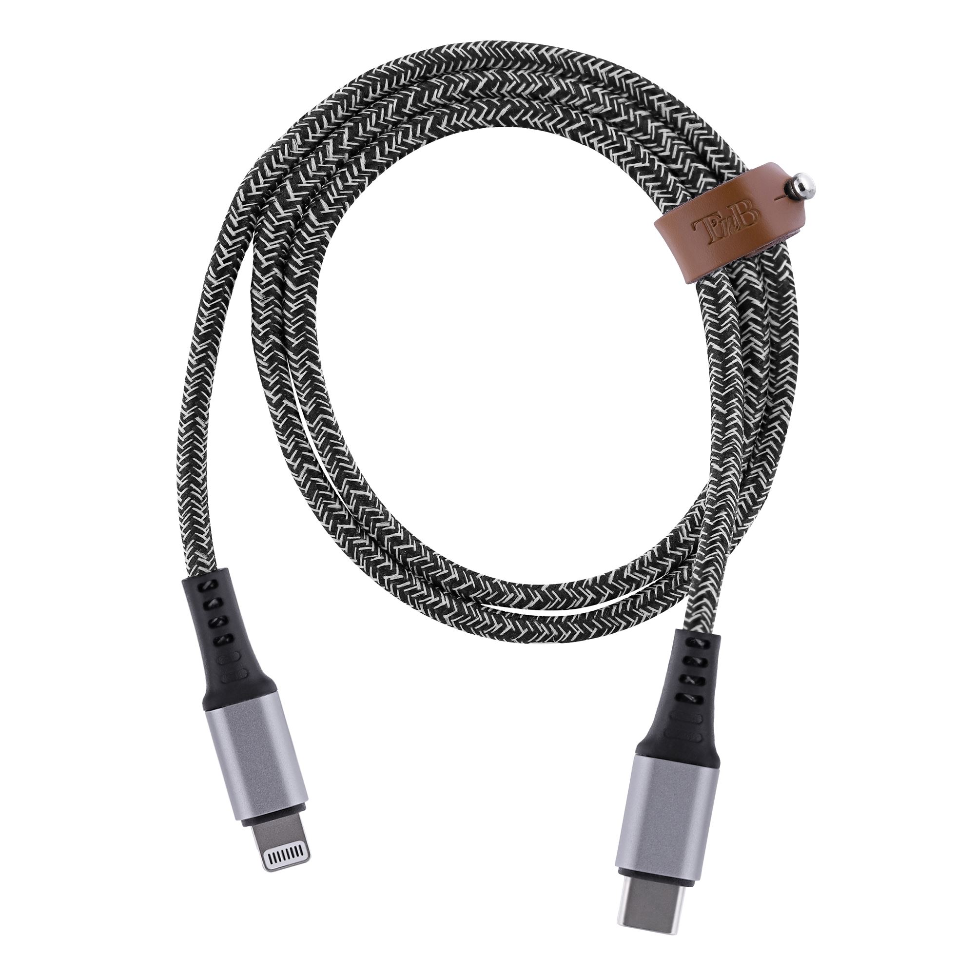Câble USB-C/Lightning - 1,5m - nylon RPET - Noir - Connectique PC - 0