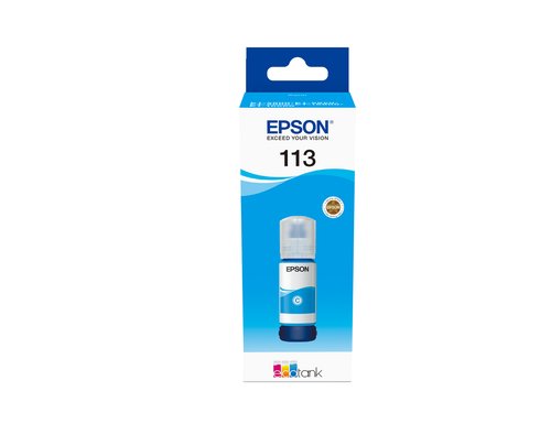 Flacon EcoTank 113 Cyan pour imprimante Jet d'encre Epson - 0