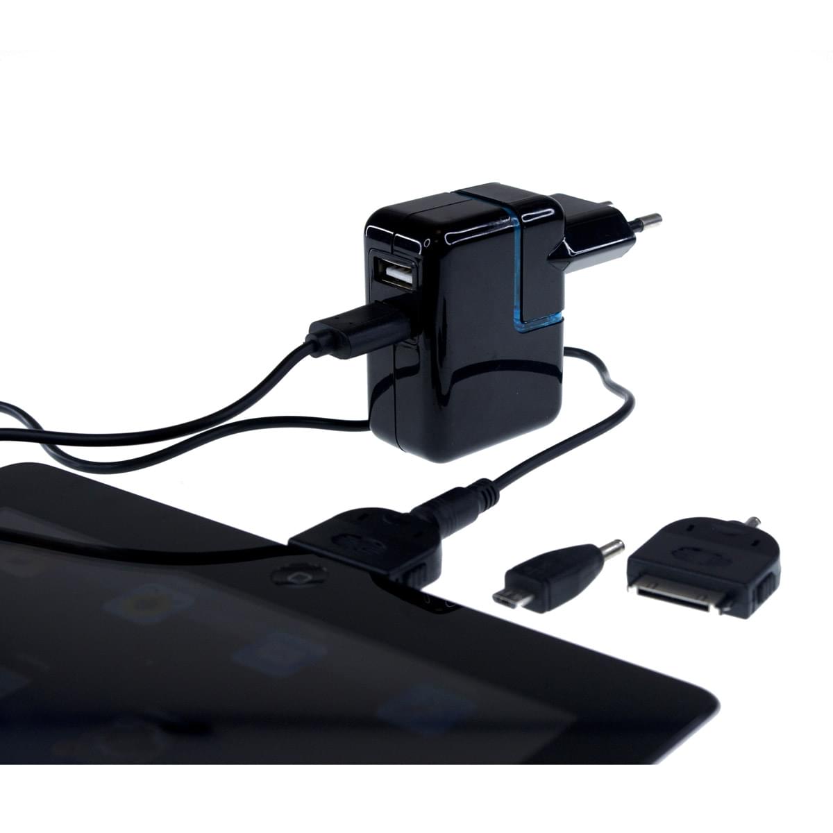 Chargeur Univ. pour tablette Samsung/Apple +connec  - 0