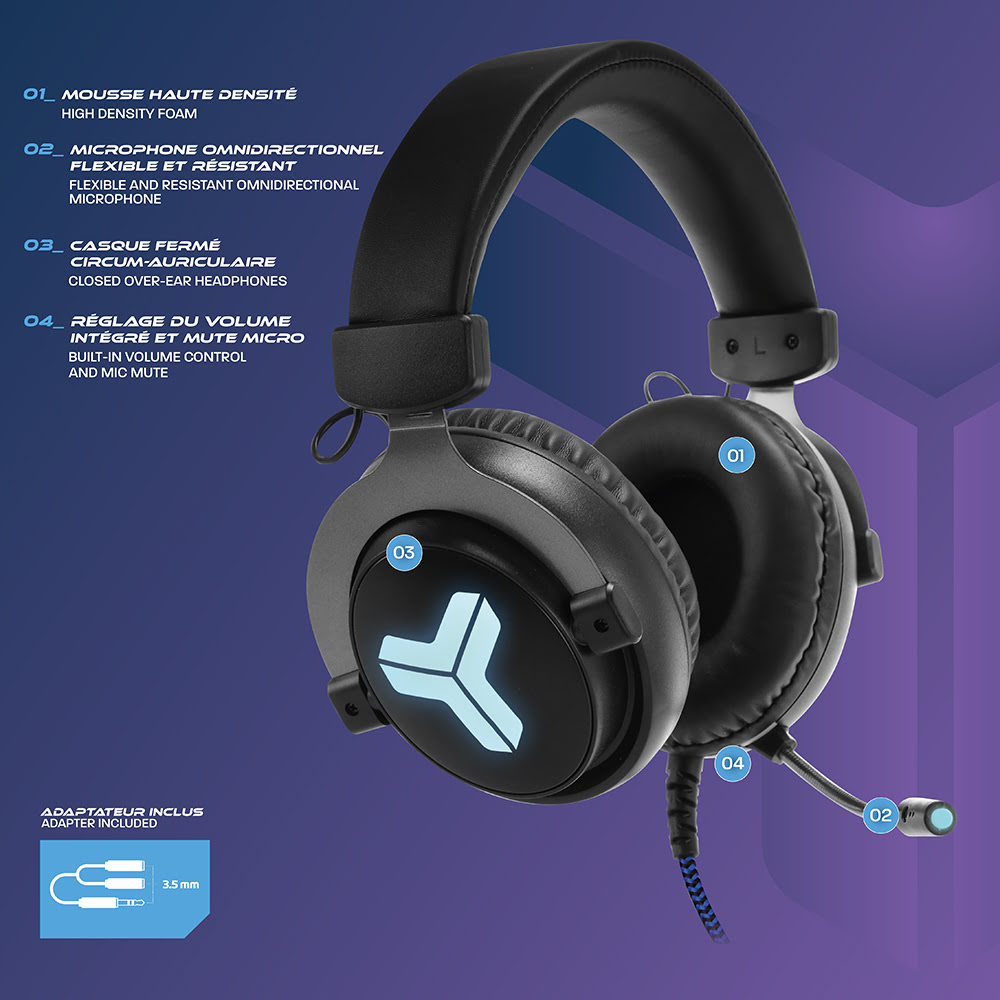 ELYTE HY-300 Stereo RGB - Micro-casque - Cybertek.fr - 4