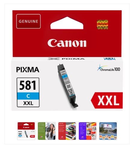 Cartouche CLI-581XXL Cyan pour imprimante Jet d'encre Compatible Canon - 1