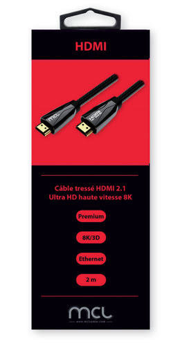 Câble HDMI 2.1 Highspeed + Ethernet mâle/mâle - 2m - 1
